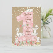 クラフトのバニーの大きい1匹の女の子の誕生日の招待状 招待状 (スタンド正面)