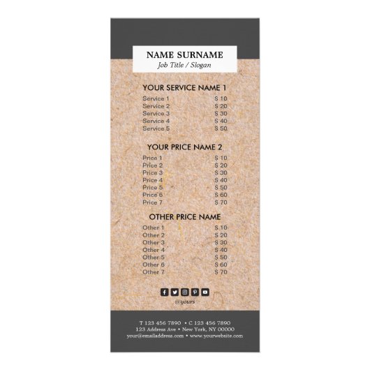 クラフトのモダンなマーケティングの物質的な価格RackCard ラックカード (正面)