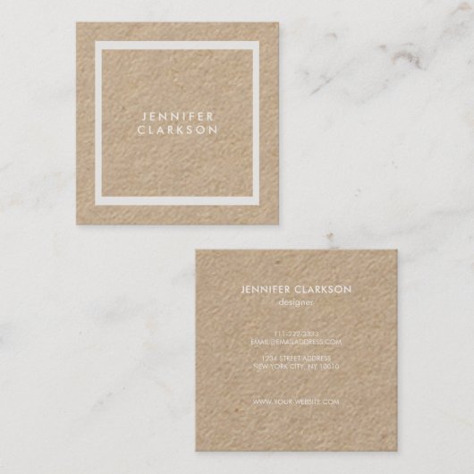 クラフトのモダンな最小主義の白人の素朴なプロフェッショナル スクエア名刺 (正面/裏面)