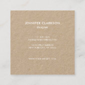 クラフトのモダンな最小主義の白人の素朴なプロフェッショナル スクエア名刺 (裏面)