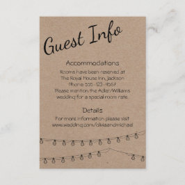 クラフトのライトとの素朴なゲスト情報 エンクロージャーカード