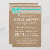 クラフトのレースのブライダルシャワーの招待状 招待状 (正面/裏面)