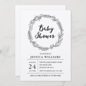クラフトのヴィンテージの素朴なリースのベビーシャワーの招待状 招待状 (正面/裏面)