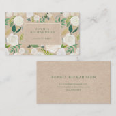 クラフトの一見の粋で、素朴で白い花柄 名刺 (正面/裏面)