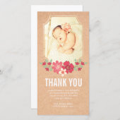 クラフトの女の赤ちゃんによっては開花します写真カードが感謝していしています サンキューカード (正面/裏面)