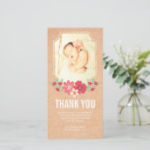 クラフトの女の赤ちゃんによっては開花します写真カードが感謝していしています サンキューカード (スタンド正面)