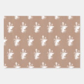 クラフトの木、鳥、葉の白 ラッピングペーパーシート (正面)