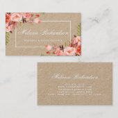 クラフトの水彩画の珊瑚の花柄 名刺 (正面/裏面)