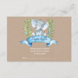 クラフトの男の子素朴な象のおむつのラッフルの挿入物 エンクロージャーカード