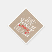 クラフトの素朴なタイポグラフィのメリーで小さい休日のパーティ スタンダードカクテルナプキン (角)