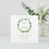 クラフトの華やかなリースの葉のエンゲージメント招待状 サンキューカード (スタンド正面)