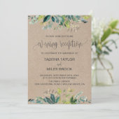 クラフトの葉の装飾 | モノグラム付きの背景イブニングレセプション 招待状 (スタンド正面)