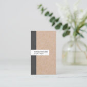 クラフトはストライプなアクセントの縦の名刺を印刷しました 名刺 (スタンド正面)