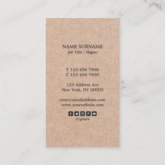 クラフトはストライプなアクセントの縦の名刺を印刷しました 名刺 (裏面)