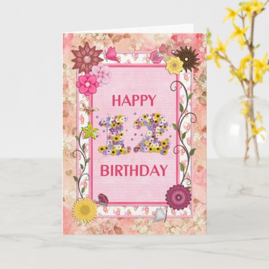 クラフトは12歳の誕生日カードに見える カード (黄色い花)