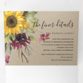 クラフトひまわりバーガンディーワイン結婚フローラ 三つ折り招待状 (内部最初)