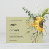 クラフトひまわり水カラーフローラ結婚式の招待 サンキューカード (スタンド正面)