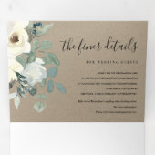 クラフトアイボリーホワイトフローラ水カラーバンチ結婚ーズ 三つ折り招待状 (内部最初)