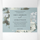 クラフトアイボリーホワイトフローラ水カラーバンチ結婚ーズ 三つ折り招待状 (内部中)