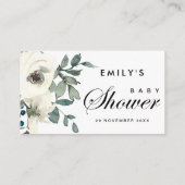 クラフトアイボリー白フローラベビーシャワー座席表 名刺 (裏面)