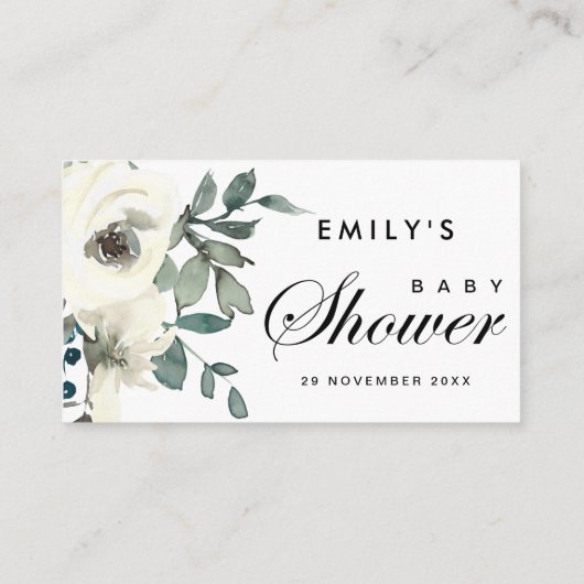 クラフトアイボリー白フローラベビーシャワー座席表 名刺