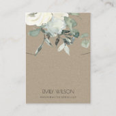 クラフトアイボリー白フローラ束ネックレス表示器 名刺 (正面)