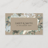 クラフトアイボリー白フローラ水カラーカップルのシャワー プレイスカード (裏面)