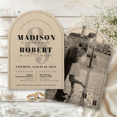 クラフトアンパサンド白黒フォトアー結婚チ 招待状