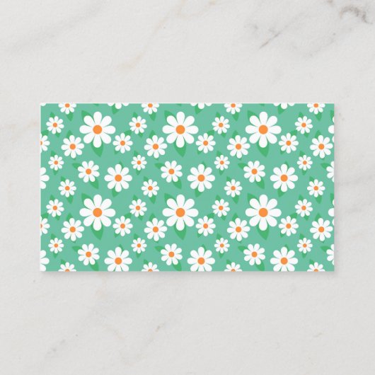クラフトアーティスエレガントトの緑と白のデイジー 名刺 (裏面)