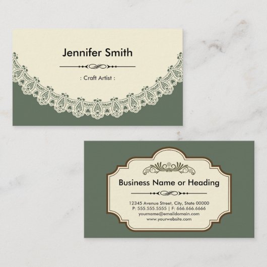 クラフトアーティスト - レトロチックなレース 名刺 (正面/裏面)