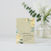 クラフトイエローフローラ誕生日ネックレスイヤリングカード プレイスカード (スタンド正面)