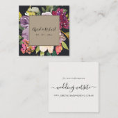 クラフトイエローブラックブルゴーニュフローラ結婚のウェブサイト スクエア名刺 (正面/裏面)