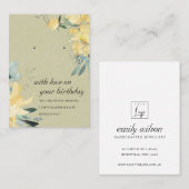 クラフトイエロー誕生日フレンドイヤリングディスプレイカード プレイスカード (正面/裏面)