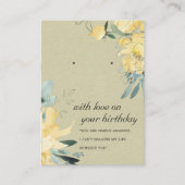 クラフトイエロー誕生日フレンドイヤリングディスプレイカード プレイスカード (正面)