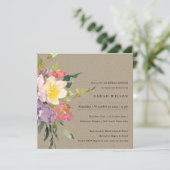 クラフトイエロー赤面ブルゴーニュフローラブライダルシャワー 招待状 (スタンド正面)