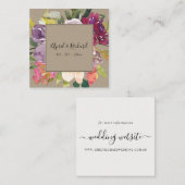 クラフトイエロー赤面ブルゴーニュフローラ結婚のサイト スクエア名刺 (正面/裏面)