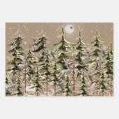 クラフトウィンターウッドランドフォレストシーンスタッグ&ウルフ ラッピングペーパーシート (正面3)