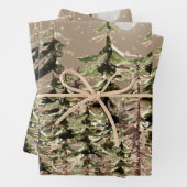 クラフトウィンターウッドランドフォレストシーンスタッグ&ウルフ ラッピングペーパーシート (インサイチュ)