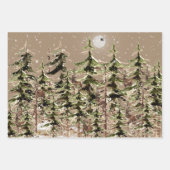 クラフトウィンターウッドランドフォレストシーンスタッグ&ウルフ ラッピングペーパーシート (正面)