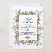 クラフトウィンターグリーンパインコーンフレーム 招待状 (正面)