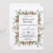 クラフトウィンターグリーンパインコーンフレーム 招待状 (正面/裏面)