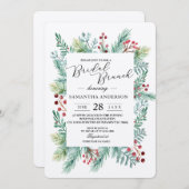 クラフトウィンターリーフフレームグリーンリー 招待状 (正面/裏面)