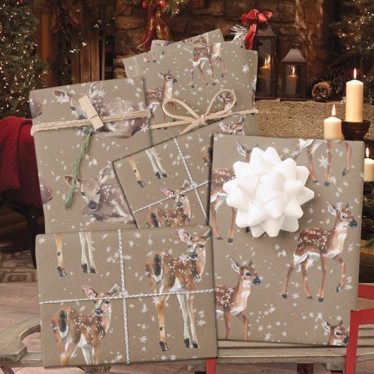 クラフトウィンター素朴ベビードードトインデナースノーフレーク ラッピングペーパーシート