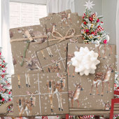 クラフトウィンター素朴ベビードードトインデナースノーフレーク ラッピングペーパーシート