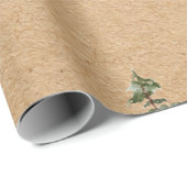 クラフトウォーターカラーウィンターパイングリーンツリークリスマス ラッピングペーパー (ロールコーナー)