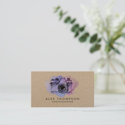 クラフトウォーターカラーカメラフォトグラファー 名刺 (スタンド正面)