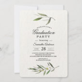 クラフトウォーターカラーグリーンオリーブブランチ 招待状 (正面)