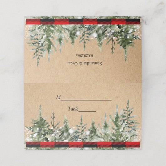 クラフトウォーターカラーパインツリーズ&レッドバッファロープレイド プレイスカード (外部開封)