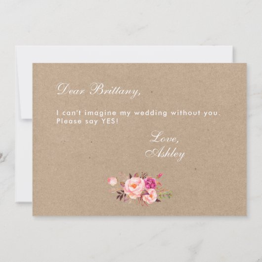 クラフトウォーター色フローラピンクブリーズメイド 招待状 (裏面)