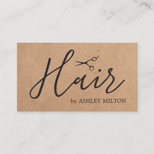 クラフトエレガントダークグレーハサミ美容師 名刺 (正面)